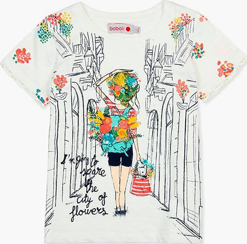 T-Shirt Estiva Bambina Maniche Corte Girocollo Maglietta Stampata Bimba 100% Cotone Maglia Mezze Maniche Bianco Bambino Estate Colorata Boboli t-shirt bambina/ragazza Piccole Canaglie - Tropea, Commerciovirtuoso.it