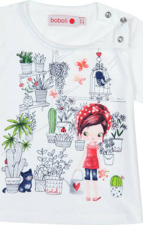 T-Shirt Estiva Bambina Maniche Corte Girocollo Maglietta Stampata Bimba 100% Cotone Maglia Mezze Maniche Bianco Bambino Estate Colorata Boboli t-shirt baby femmina Piccole Canaglie - Tropea, Commerciovirtuoso.it
