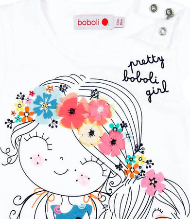 T-Shirt Estiva Bambina Maniche Corte Girocollo Maglietta Stampata Bimba 100% Cotone Maglia Mezze Maniche Bianco Bambino Estate Colorata Boboli t-shirt baby femmina Piccole Canaglie - Tropea, Commerciovirtuoso.it