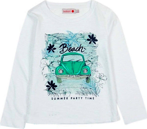 T-Shirt Estiva Bambina Maniche Lunghe Girocollo Maglietta Stampata Bimba 100% Cotone Maglia Bianca e Verde Estate Colorata Boboli t-shirt bambina/ragazza Piccole Canaglie - Tropea, Commerciovirtuoso.it