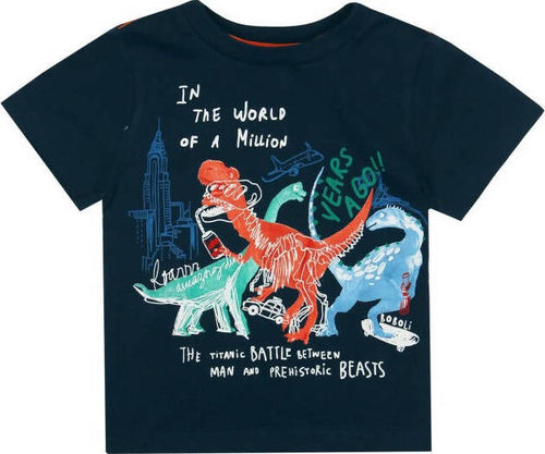 T-Shirt Estiva Bambino Blu Stampa Dinosauri Maglia Mezze Maniche Girocollo Dino Maglietta Colorata 100% Cotone Bimbo Estiva t-shirt baby maschio Piccole Canaglie - Tropea, Commerciovirtuoso.it