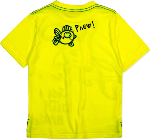 T-Shirt Estiva Bambino Gialla Fluo Stampata Maglietta Mezze Maniche Girocollo 100% Cotone Giallo Estate Squalo e Pesce Maglia Maniche Corte Bimbo t-shirt bambino/ragazzo Piccole Canaglie - Tropea, Commerciovirtuoso.it
