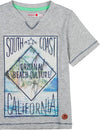T-Shirt Estiva Bambino Grigia Stampa Multi Color California Maglia Mezze Maniche Collo a V Maglietta Colorata 100% Cotone Bimbo Estiva t-shirt bambino/ragazzo Piccole Canaglie - Tropea, Commerciovirtuoso.it