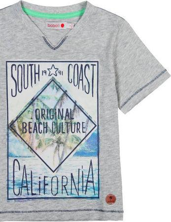 T-Shirt Estiva Bambino Grigia Stampa Multi Color California Maglia Mezze Maniche Collo a V Maglietta Colorata 100% Cotone Bimbo Estiva t-shirt bambino/ragazzo Piccole Canaglie - Tropea, Commerciovirtuoso.it