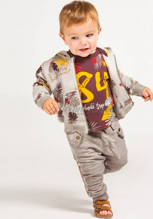 T-Shirt Estiva Bambino Marrone Stampa Fiori Maglia Mezze Maniche Girocollo Gialla Maglietta Colorata 100% Cotone Bimbo Estiva t-shirt baby maschio Piccole Canaglie - Tropea, Commerciovirtuoso.it