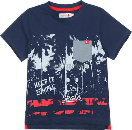 T-Shirt Estiva Bambino Mezze Maniche Blu Stampa Rossa Palme Maglietta Girocollo Maniche Corte Estate Bimbo 100% Cotone Navy Blue t-shirt bambino/ragazzo Piccole Canaglie - Tropea, Commerciovirtuoso.it