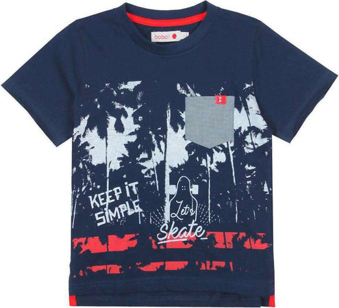 T-Shirt Estiva Bambino Mezze Maniche Blu Stampa Rossa Palme Maglietta Girocollo Maniche Corte Estate Bimbo 100% Cotone Navy Blue t-shirt bambino/ragazzo Piccole Canaglie - Tropea, Commerciovirtuoso.it