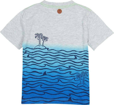 T-Shirt Estiva Bambino Mezze Maniche Grigia Blu Stampa Oceano Maglia Bimbo Maniche Corte Taschino Girocollo in Cotone t-shirt bambino/ragazzo Piccole Canaglie - Tropea, Commerciovirtuoso.it