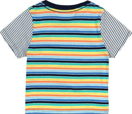 T-Shirt Estiva Bambino Mezze Maniche Righe Multi Colore Maglia Bimbo Maniche Corte Taschino Girocollo in 100% Cotone Colorata t-shirt baby maschio Piccole Canaglie - Tropea, Commerciovirtuoso.it