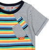 T-Shirt Estiva Bambino Mezze Maniche Righe Multi Colore Maglia Bimbo Maniche Corte Taschino Girocollo in 100% Cotone Colorata t-shirt baby maschio Piccole Canaglie - Tropea, Commerciovirtuoso.it