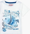 T-Shirt Estiva Bimbo Maniche Corte Girocollo Bianca Maglietta Stampata Pesce 100% Cotone Maglia Mezze Maniche Bambino Pesci Estate Blu e Bianco Boboli. t-shirt baby maschio Piccole Canaglie - Tropea, Commerciovirtuoso.it