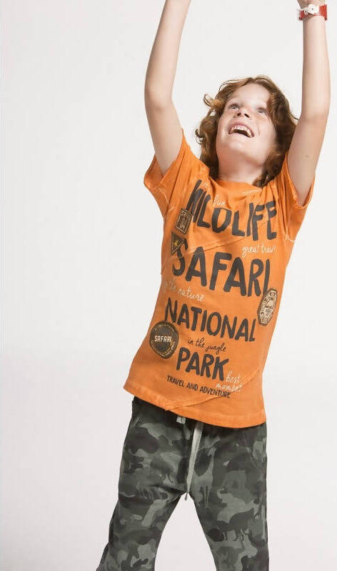T-Shirt Estiva Bimbo Maniche Corte Girocollo Maglietta Stampata Arancione National Park 100% Cotone Maglia Mezze Maniche Arancio Bambino Estate Colorata Boboli t-shirt bambino/ragazzo Piccole Canaglie - Tropea, Commerciovirtuoso.it