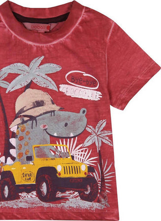 T-Shirt Estiva Bimbo Maniche Corte Girocollo Maglietta Stampata Rossa Dinosauro 100% Cotone Maglia Mezze Maniche Bambino Estate Colorata Boboli t-shirt baby maschio Piccole Canaglie - Tropea, Commerciovirtuoso.it