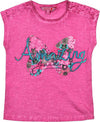 T-Shirt Estiva Rosa Bimba Mezze Maniche Girocollo Stampa Colorata Maglia Estiva Bambina 100% Cotone Ricamata Fashion Fuchsia t-shirt bambina/ragazza Piccole Canaglie - Tropea, Commerciovirtuoso.it