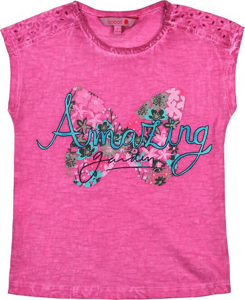 T-Shirt Estiva Rosa Bimba Mezze Maniche Girocollo Stampa Colorata Maglia Estiva Bambina 100% Cotone Ricamata Fashion Fuchsia t-shirt bambina/ragazza Piccole Canaglie - Tropea, Commerciovirtuoso.it