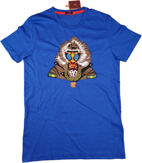 T-Shirt Gallo - Fantasia stampa babbuino - Colore blu