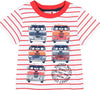 T-shirt Mezze Maniche Girocollo Bambino Estiva 100% Cotone Maglietta Maniche Corte Bianca e Rossa Righe Estate con Stampa Macchine Maglia Bimbo t-shirt baby maschio Piccole Canaglie - Tropea, Commerciovirtuoso.it