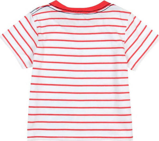 T-shirt Mezze Maniche Girocollo Bambino Estiva 100% Cotone Maglietta Maniche Corte Bianca e Rossa Righe Estate con Stampa Macchine Maglia Bimbo t-shirt baby maschio Piccole Canaglie - Tropea, Commerciovirtuoso.it