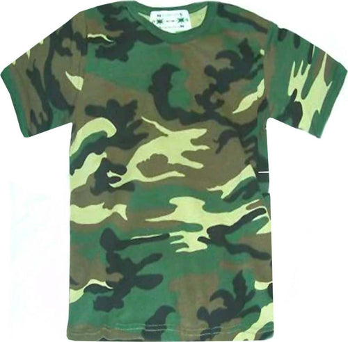 T-shirt Mimetica Woodland Bambino Girocollo Mezze Maniche 100% Moda/Bambini e ragazzi/Abbigliamento/T-shirt polo e camicie/T-shirt Il Distintivo - Pesaro, Commerciovirtuoso.it