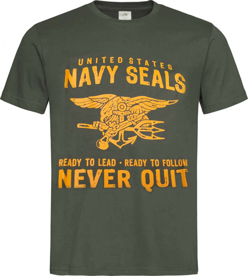 T-Shirt Navy Seals Uomo Girocollo Maglia United States Navy Seals Ready to Lead - Ready to Follow Mezze Maniche in Cotone Sport e tempo libero/Fan Shop/Abbigliamento/T-Shirt Il Distintivo - Pesaro, Commerciovirtuoso.it