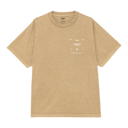 OBEY t-shirt obey around the globe tee - pigment light khaki da uomo