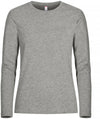 T-shirt Premium Grigio Melange Maglia Donna Clique Manica Lunga Premium 180 gr