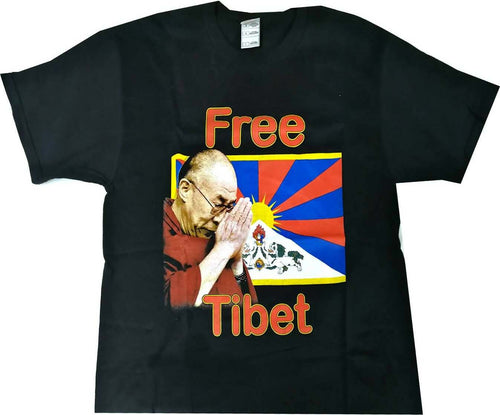 T-Shirt Unisex Free Tibet Nera Con Stampa Girocollo Con Maniche Corte Moda/Uomo/Abbigliamento/T-shirt polo e camicie/T-shirt Il Distintivo - Pesaro, Commerciovirtuoso.it