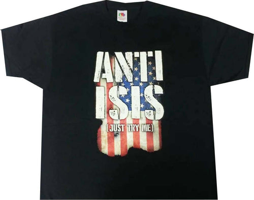 T-Shirt Uomo Anti Isis 017 Nera Girocollo Maniche Corte in Cotone Moda/Uomo/Abbigliamento/T-shirt polo e camicie/T-shirt Il Distintivo - Pesaro, Commerciovirtuoso.it