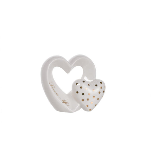 Bomboniera Doppio Cuore Porcellana Schonherr Love is Life