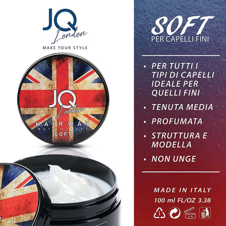 Cera Capelli Uomo Soft Professionale JoyQube – Cera Modellante Effetto Naturale Opaco Tenuta Media, Profumata Non Grassa, Styling Capelli Uomo e Donna, Made in Italy 100ml, Look Definito