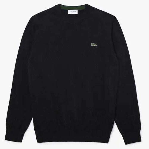 Lacoste Pullover Uomo Blu Girocollo 100% Cotone Organico Maglione Fashion Logo Coccodrillo Collo Rotondo