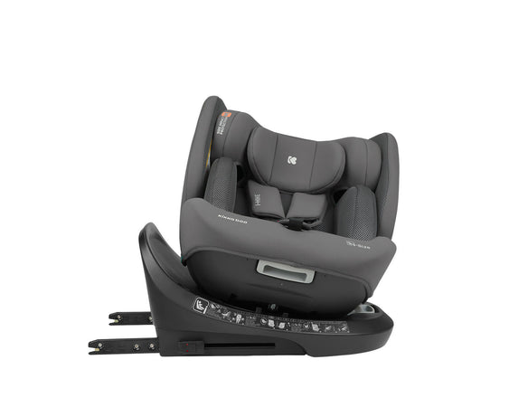 KIKKABOO Seggiolino Auto 40-150 cm i-Hike i-SIZE Dark Grey - Seggiolino Auto con Base Isofix, Da 40 a 150 cm, Omologato ECE R129/03, Girevole A 360° E Reclinabile, Gruppo 0+/1/2/3 Da 0 A 12 Anni, Dark Grey, grigio