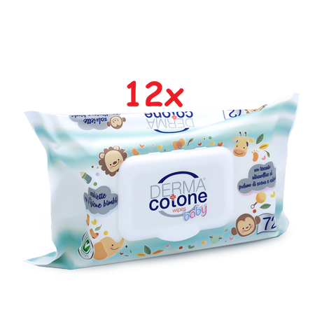 DERMACOTONE Baby Salviettine Detergenti delicate ed emollienti - profumo AVENA E CALENDULA - per pelli sensibili - 12 pacchi da 72 salviettine - 864 salviettine
