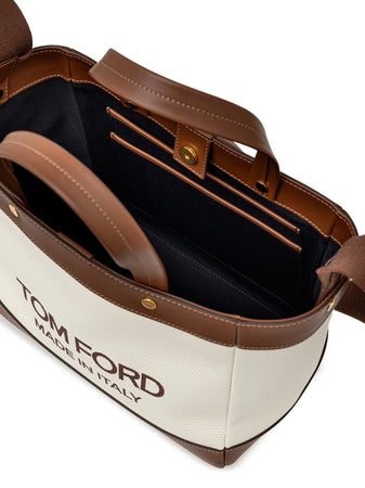 Tom Ford Borsa T-Screw Tote in Canvas Beige da donna