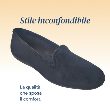 Dorea magiche ballerine donna scarpe in vellutino rasato eleganti friulane per ricevimenti, vera produzione artigianale spagnola