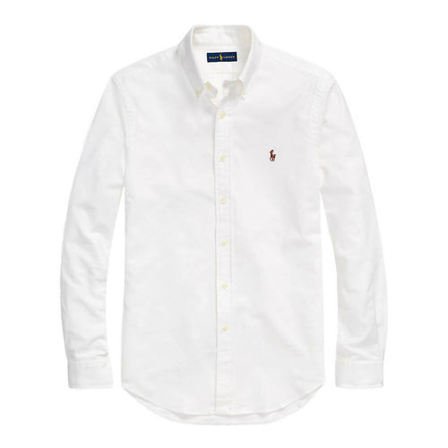 Camicia Uomo Polo Ralph Lauren Camicia Casual Slim Fit Aderente In Oxford In Cotone Collo Button Down Logo Pony Ralph Lauren Ricamato