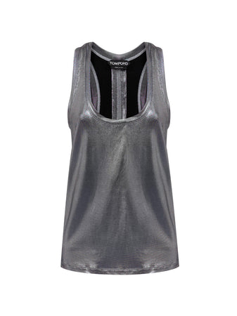 Tom Ford Top smanicato argento da donna