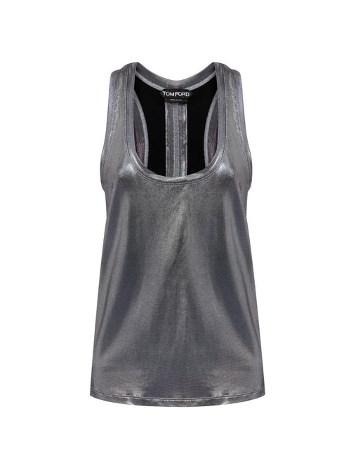 Tom Ford Top smanicato argento da donna