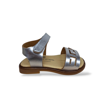 Sandali Bambina Andanines Argento Cerimonia Pelle Velcro 22-34