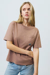 Roy Roger's t-shirt donna rosa in cotone con taschino girocollo regular fit
