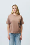 Roy Roger's t-shirt donna rosa in cotone con taschino girocollo regular fit