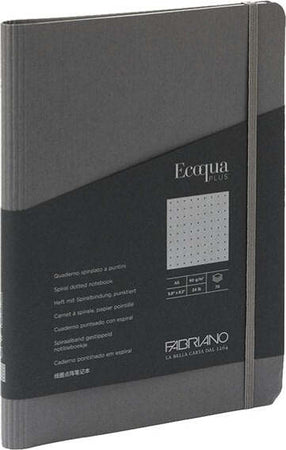 Taccuino EcoQua Plus - con elastico - spiralato - A5 - 70 fogli - puntinato - antracite - Fabriano Cancelleria e prodotti per ufficio/Carta blocchi e quaderni/Blocchi appunti taccuini e diari/Blocchi appunti e taccuini Eurocartuccia - Pavullo, Commerciovirtuoso.it