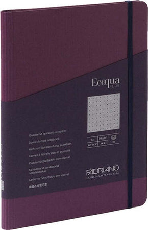 Taccuino EcoQua Plus - con elastico - spiralato - A5 - 70 fogli - puntinato - vino - Fabriano Cancelleria e prodotti per ufficio/Carta blocchi e quaderni/Blocchi appunti taccuini e diari/Blocchi appunti e taccuini Eurocartuccia - Pavullo, Commerciovirtuoso.it