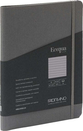 Taccuino EcoQua Plus - con elastico - spiralato - A5 - 70 fogli - righe - antracite - Fabriano Cancelleria e prodotti per ufficio/Carta blocchi e quaderni/Blocchi appunti taccuini e diari/Blocchi appunti e taccuini Eurocartuccia - Pavullo, Commerciovirtuoso.it