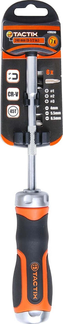 TACTIX---CACCIAVITE-PROFESSIONALE-A-CRICCHETTO-+-6-PUNTE-INCLUSE