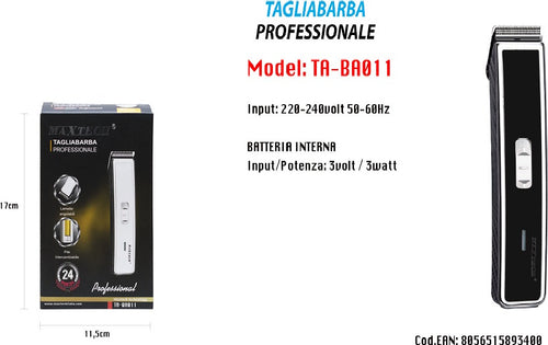Taglia Barba Professionale Elettrico Rasoio Barba Uomo A Batteria Ta-ba011 Salute e cura della persona/Rasatura epilazione e rimozione peli/Regolabarba tagliacapelli e rasoi per il corpo/Regolarbarba e rifinitori Trade Shop italia - Napoli, Commerciovirtuoso.it