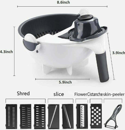 Taglia Verdure Affettaverdure Multifunzione 9 In 1 Affettatutto Grattugia Inox Affettaverdure Trade Shop italia - Napoli, Commerciovirtuoso.it