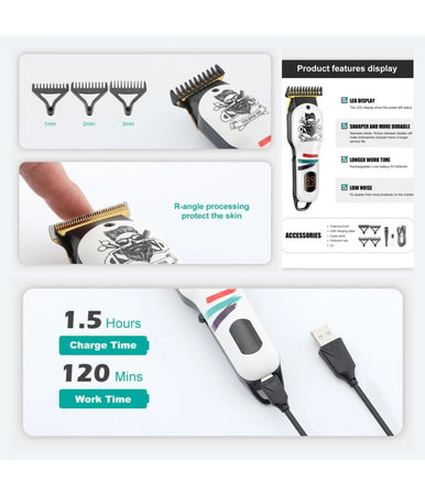 Tagliacapelli Barba Senza Fili Professionale Display Digitale Ricarica Usb V-971