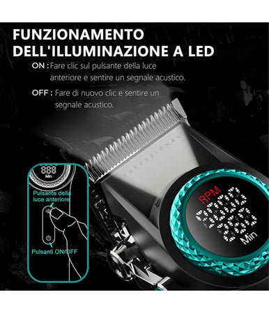 Tagliacapelli Professionale Da Uomo Senza Fili Per Barbieri Display A Led V-001