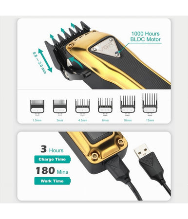 Tagliacapelli Professionale In Metallo A Batteria Display Digitale Usb Vgr V137